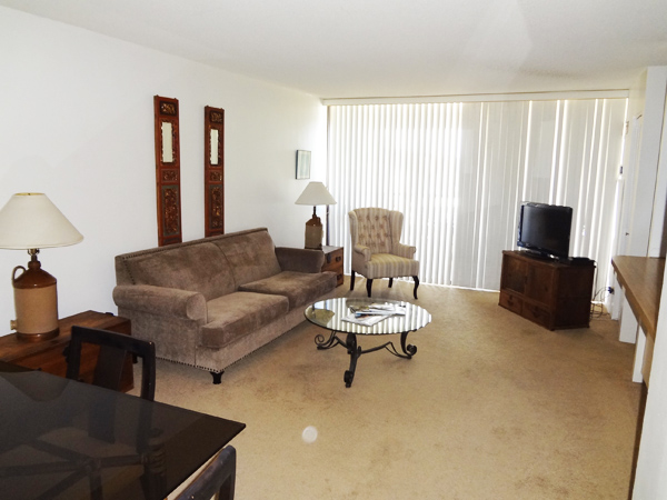 living room with mirrors.